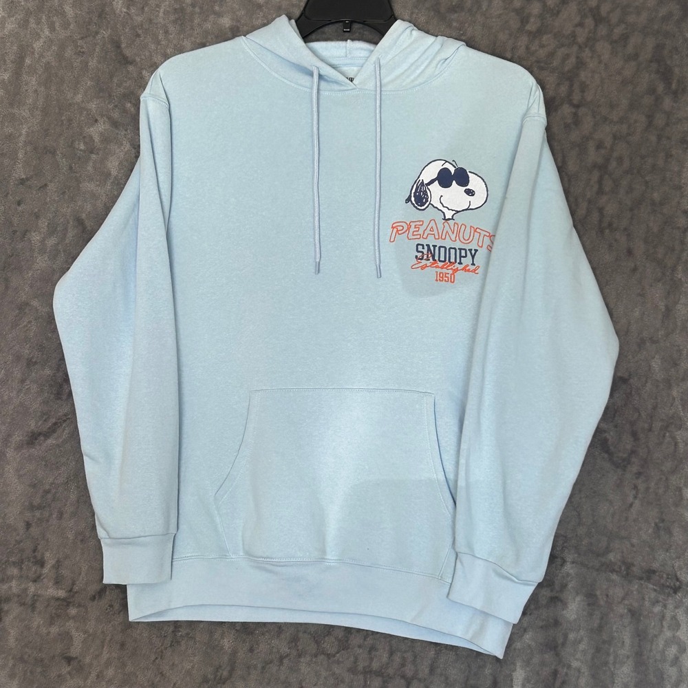 Peanuts Snoopy Established 1950 Graphic Hoodie Light Blue XL